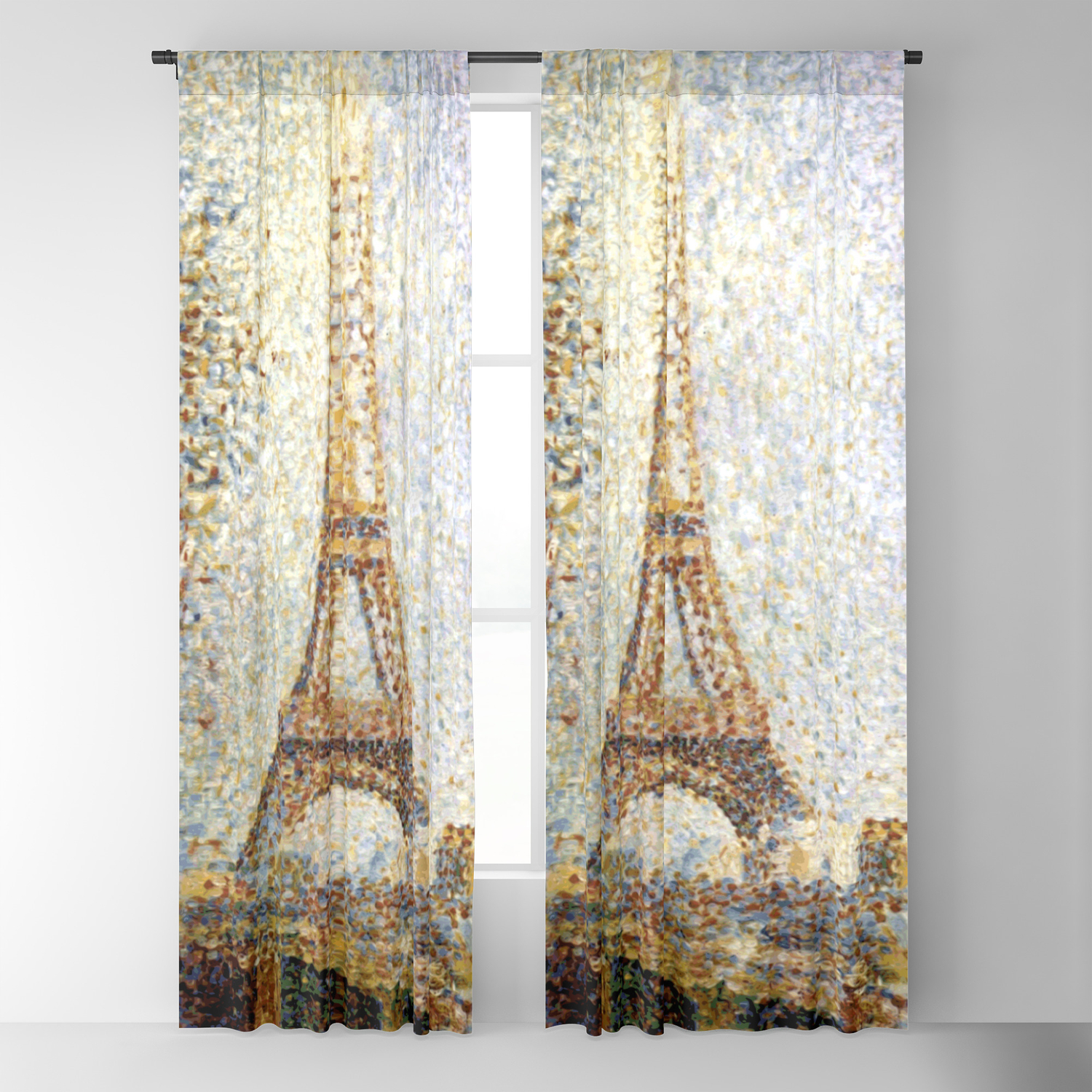 Georges Seurat Eiffel Tower Pointillism Blackout Curtain By