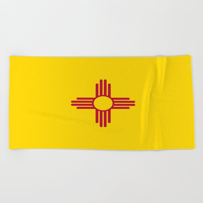 flag new mexico-usa,america,sun,Zia Sun symbol,New Mexican,Albuquerque,Las Cruces,santa fe,roswell Beach Towel