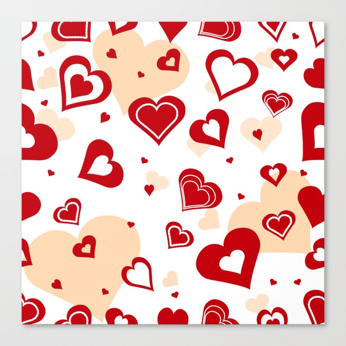 Seamless romantic background with hearts and text saying "I love you" Canvas Print