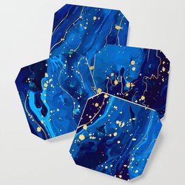 Blue marble and gold abstract - Resumen de mármol azul y oro - Abstrakt aus blauem Marmor und Gold Coaster