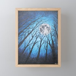 Full Moon and Trees - Original Abstract Painting Framed Mini Art Print