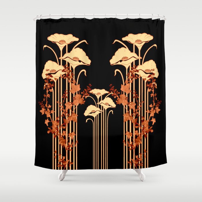 art nouveau floral Shower Curtain