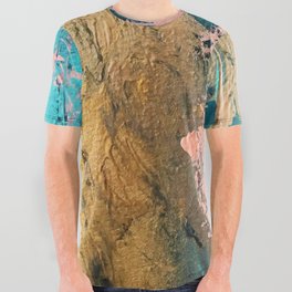 Coral Reef [1]: colorful abstract in blue, teal, gold, and pink All Over Graphic Tee