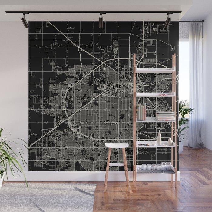 Lubbock City Map Wall Mural