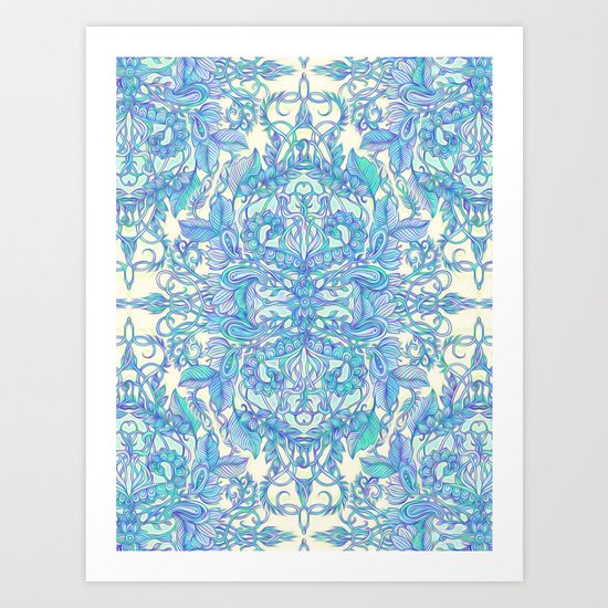 Lilac, Mint & Aqua Art Nouveau Pattern Art Print