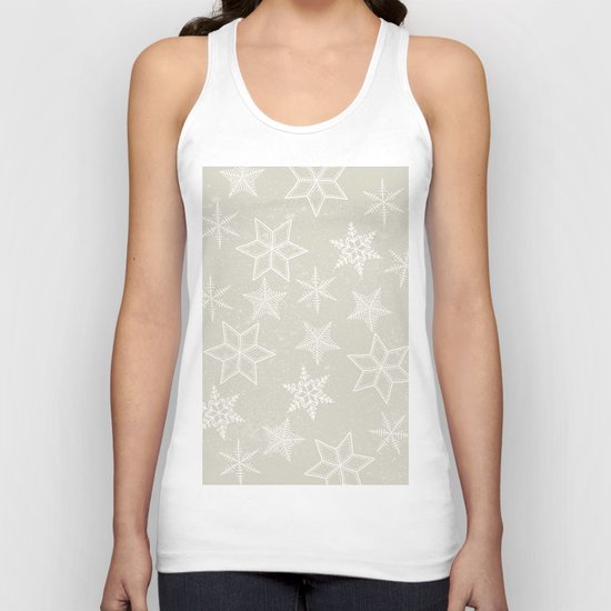 Snowflakes on beige background Unisex Tank Top