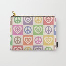 Peace and Love Rainbow Pride Checker  Carry-All Pouch