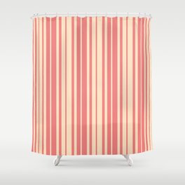 [ Thumbnail: Light Coral and Bisque Colored Stripes/Lines Pattern Shower Curtain ]