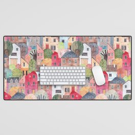 Abstract seamless pattern with houses Desk Mat
