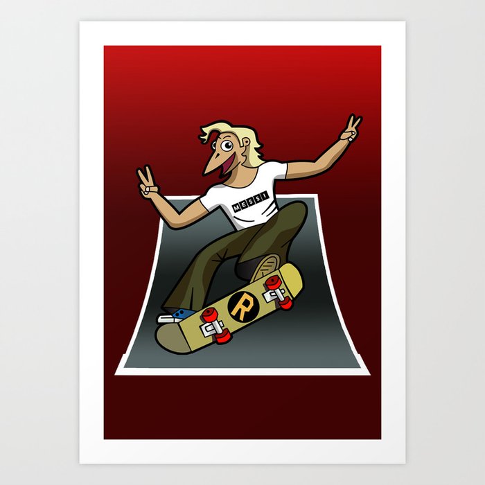  Pat The Skateboard Cat Art Print