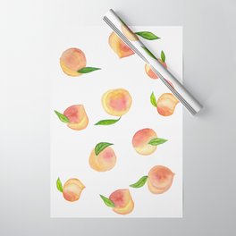 Fun Watercolor Peaches Wrapping Paper