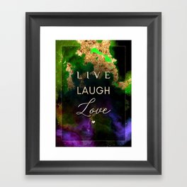 Live Laugh Love Rainbow Gold Quote Motivational Art Framed Art Print