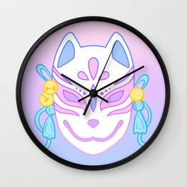 Kitsune Mask (pastel) Wall Clock