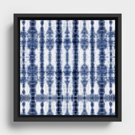 Tiki Shibori Blue Framed Canvas