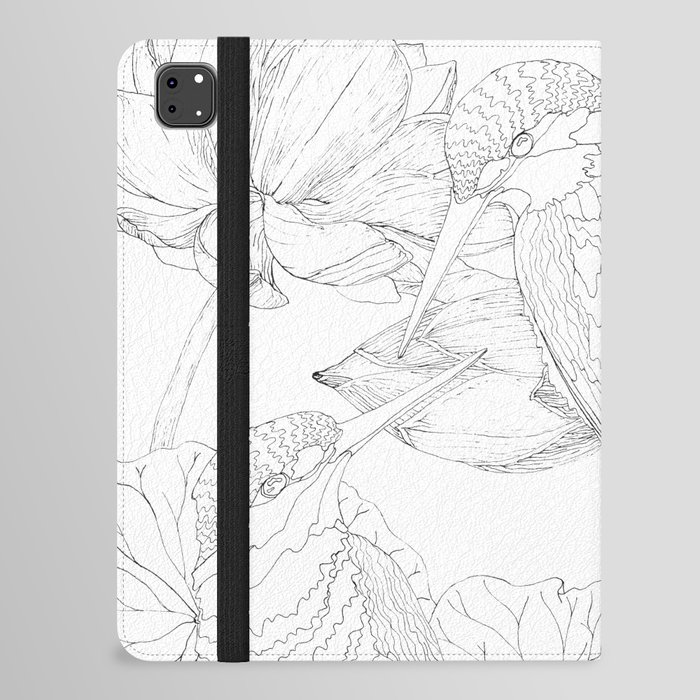 Kingfishers with lotus flowers iPad Folio Case