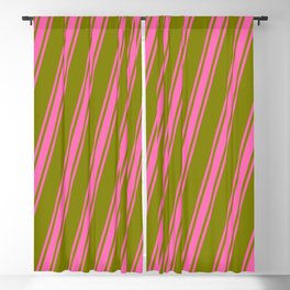 [ Thumbnail: Green & Hot Pink Colored Lines/Stripes Pattern Blackout Curtain ]