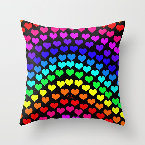 Coeurs d'Arc-en-ciel Throw Pillow