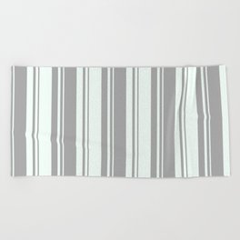 [ Thumbnail: Dark Gray & Mint Cream Colored Lines Pattern Beach Towel ]
