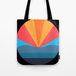 DarkCoverSun III - Colorful Sunset Retro Abstract Geometric Minimalistic Design Pattern Tote Bag
