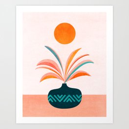 Sun Worship Colorful Plant Illustration Art Print