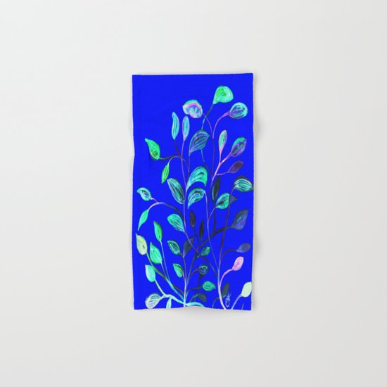 Blue Night's Red and Green Leaves! Hand & Bath Towel