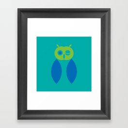 Winking Owl in green, blue, teal Framed Art Print