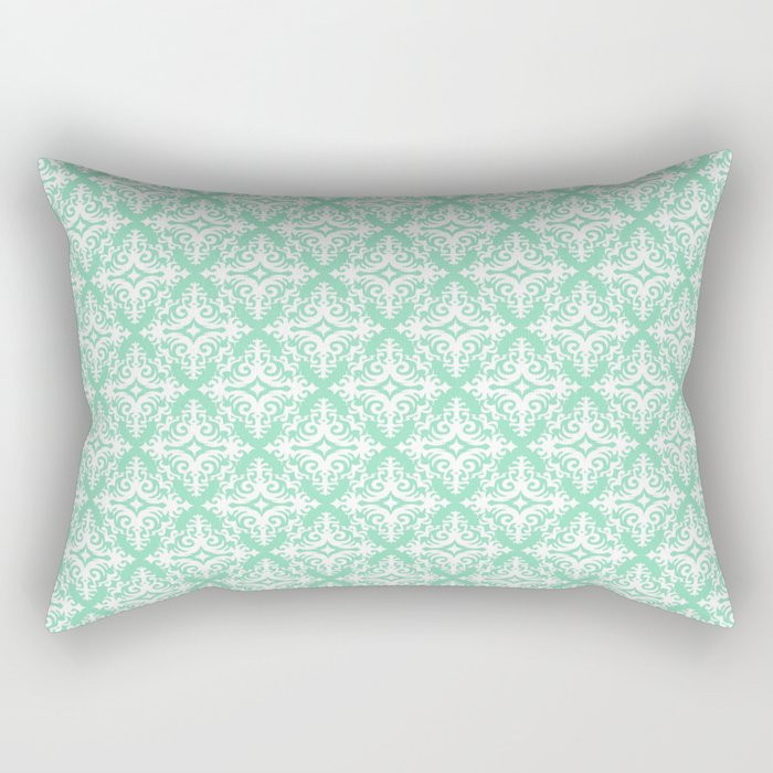 Damask (White & Mint Pattern) Rectangular Pillow