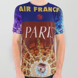 Vintage Air France multicolored Paris arc de triomphe / Champs-Élysées advertising / advertisement montage collage poster / posters for home and office decor All Over Graphic Tee