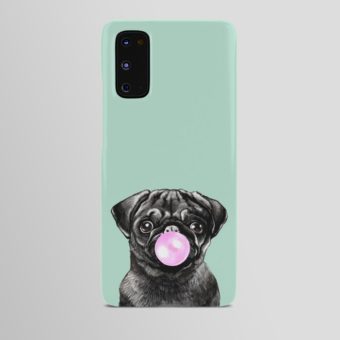 Bubble Gum Popped on Black Pug (1 in series of 3) Android Case
