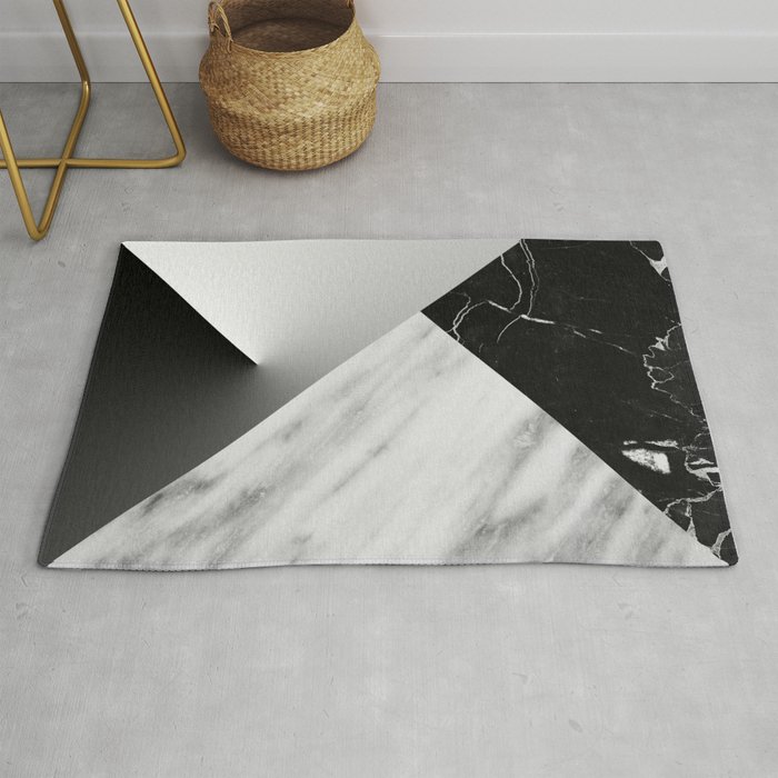 Monochromatic Marble Collage  Rug