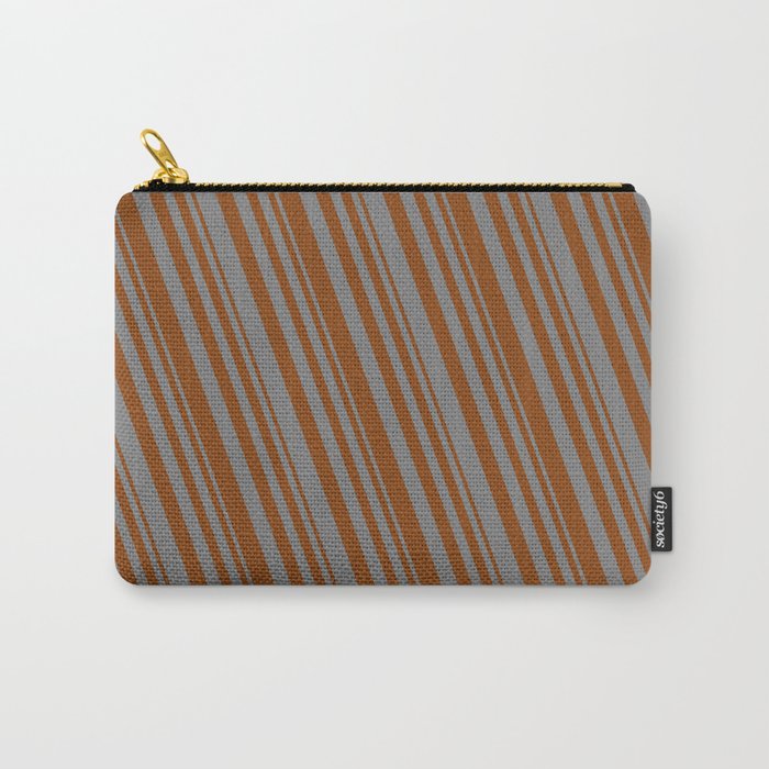 Brown & Gray Colored Pattern of Stripes Carry-All Pouch