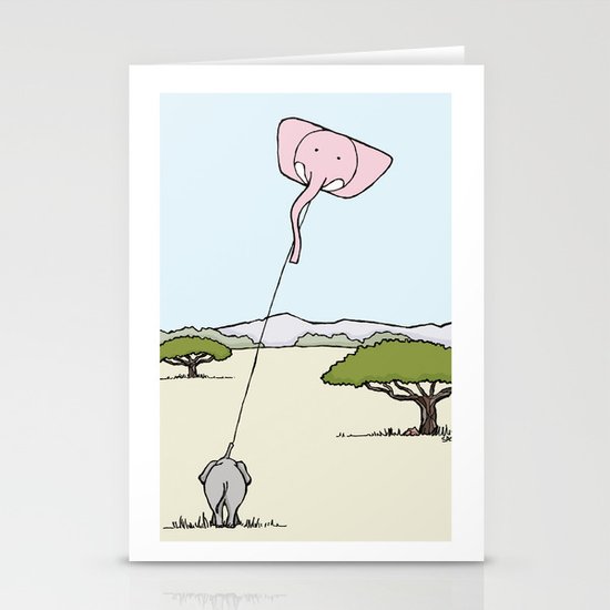 When An Elephant Flies a Kite Stationery Cards