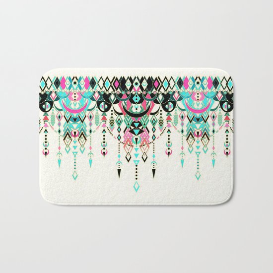 Modern Deco in Pink and Turquoise Bath Mat