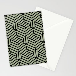 Black and Green Modern Cube Geometric Shape Pattern Pairs Dulux 2022 Popular Colour Bamboo Stem Stationery Card