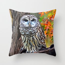 Barred Owl Throw Pillow