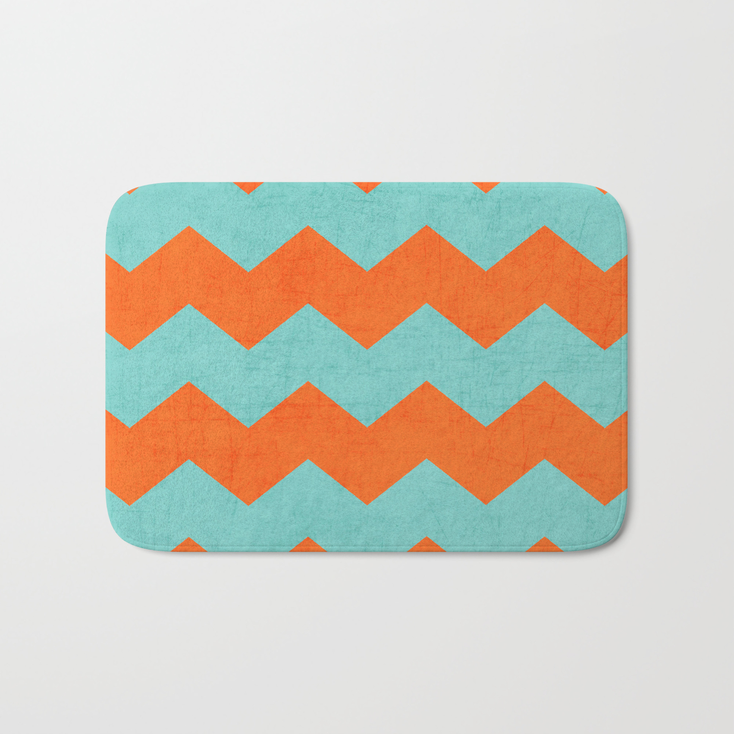 Chevron Teal And Orange Bath Mat By Herart Society6