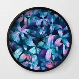 Colorful Plant Pattern - Abstract Botanical Design - Purple, Green, Pink and Blue Wall Clock
