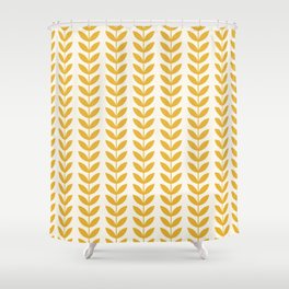 Scandinavian Mid Century Pattern Yellow Shower Curtain