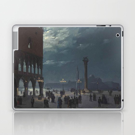 A View of the Piazzetta by Moonlight, Venice -   Ippolito Caffi Laptop & iPad Skin