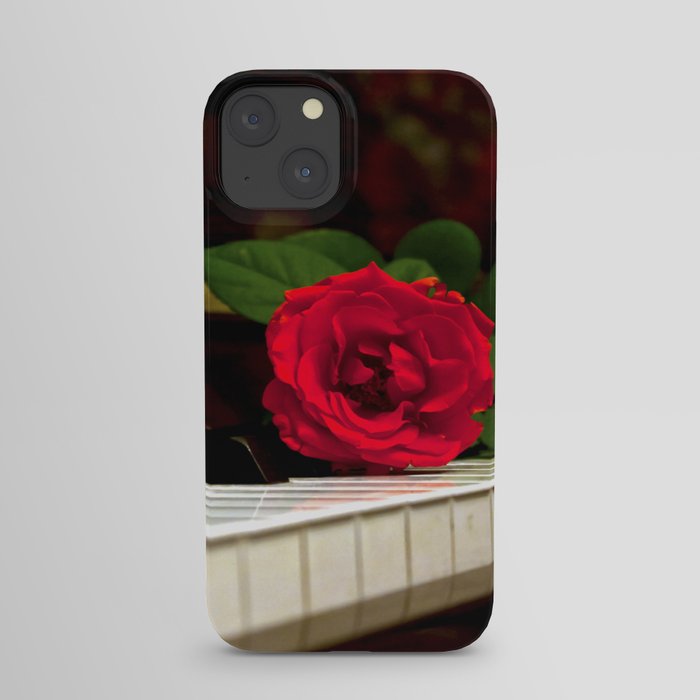 ROMANTIC RED ROSE FLOWER ON PIANO iPhone Case