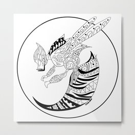 queen killer bee in mayan ecopop pattern in beastiary art wallpaper Metal Print | Maya, Vector, Zentangle, Graphicdesign, Tribal, Flowers, Aztec, Pattern, Kaiju, Monster 