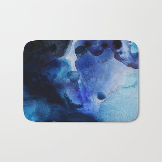 Indigo watercolor Bath Mat