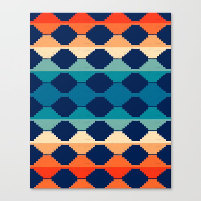 70s Colored Ethnic Pattern Canvas Print