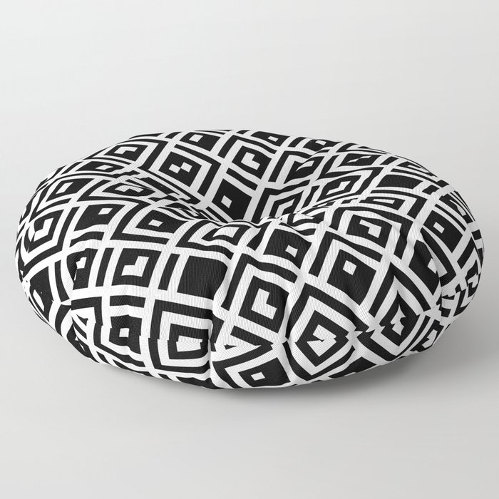 Abstract Black And White Squares - QR Code Floor Pillow