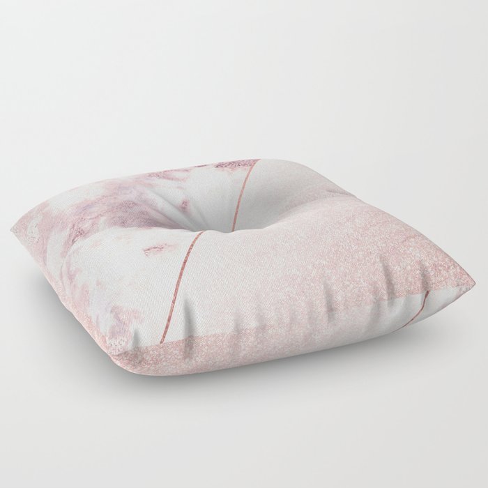 Girly blush pink faux rose gold marble glitter Floor Pillow