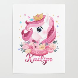 Kailyn Name Unicorn, Birthday Gift for Unicorn Princess Poster