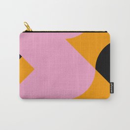 Vertical black and orange waves, in a pink sea, near three black orange mountains. Carry-All Pouch | Pop Art, Pattern, Draw, 2D, Geometrical, Graphic, Repetition, Illustration, Flat, Geometric 