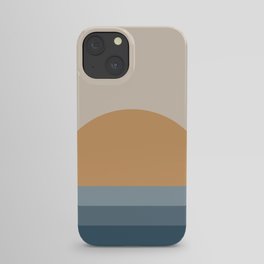 Minimal Retro Sunset / Sunrise - Ocean Blue iPhone Case