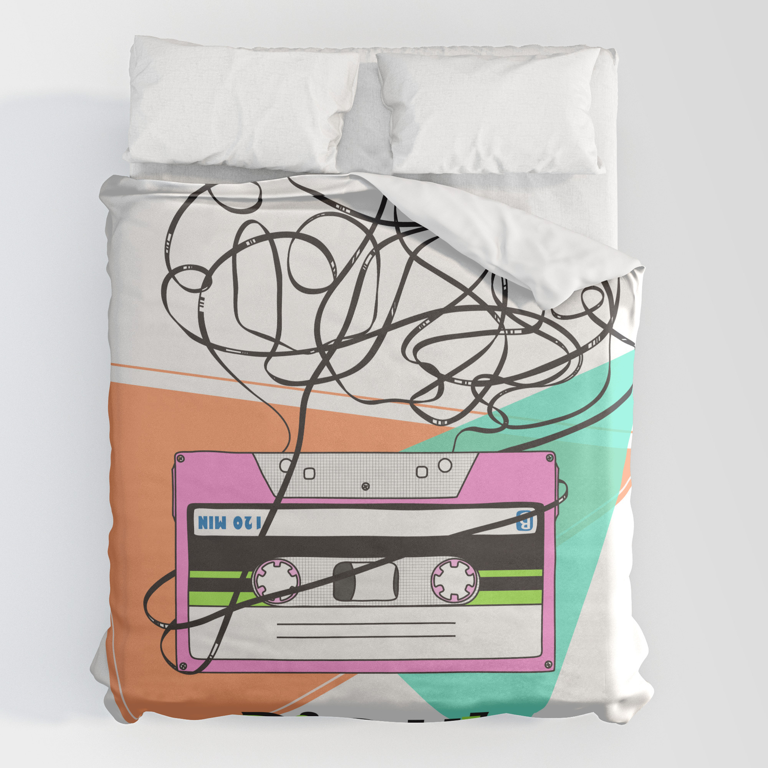 90s And 80s Messy Meme Of Cassette Tape Duvet Cover By Orasie Society6