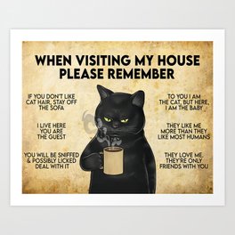 When Visiting My House Please Remember Cat Poster, Funny Cat Poster, Cat Owner Gift Art Print